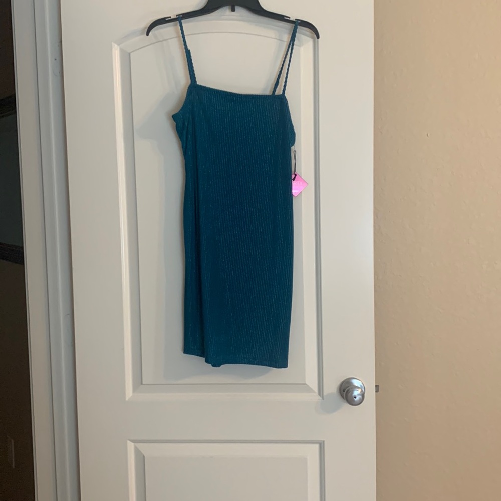 New sequined teal dress NWT